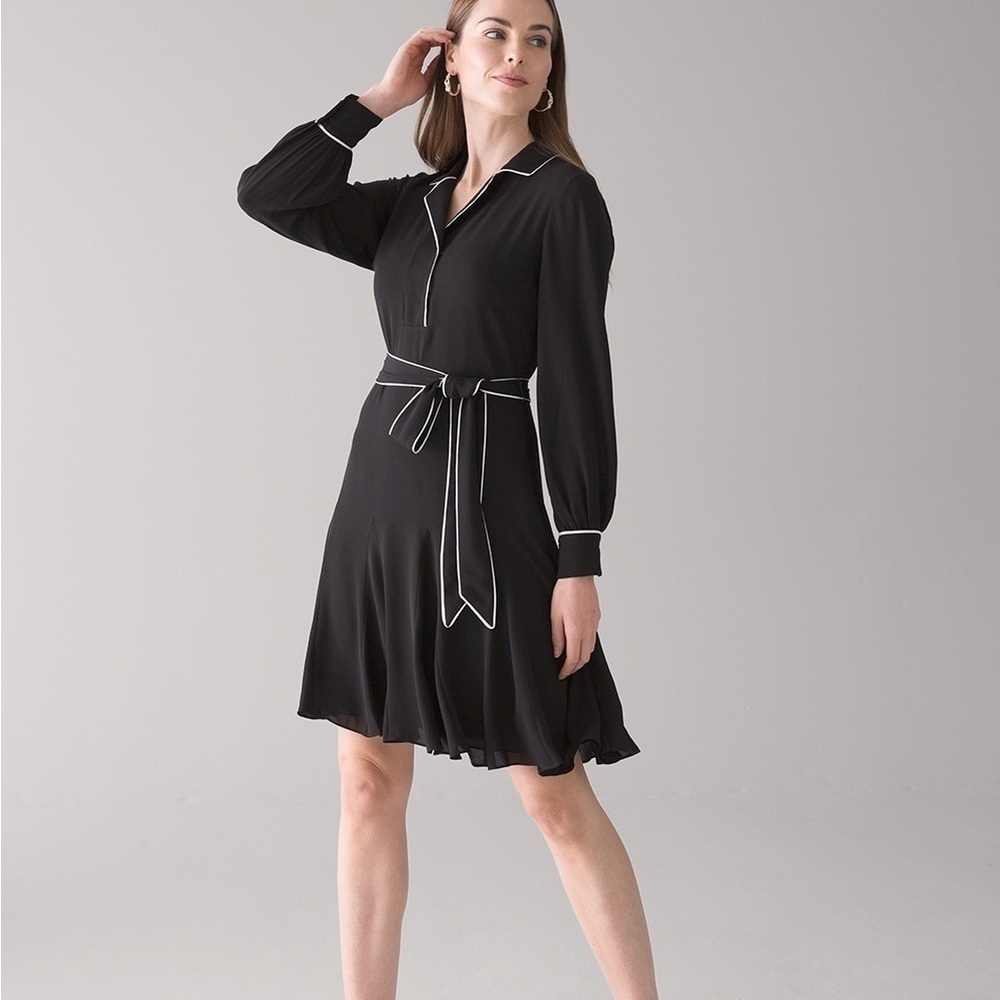 White House Black Market Contrast Trim Godet Dress - 14